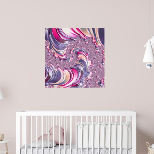 Abstract Roze Paarse Spiral Fractal Poster (Kinderkamer 2)