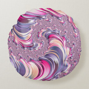 Abstract Roze Paarse Spiral Fractal Rond Kussen