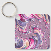 Abstract Roze Paarse Spiral Fractal Sleutelhanger (Voorkant)