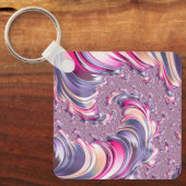 Abstract Roze Paarse Spiral Fractal Sleutelhanger (Voorkant)