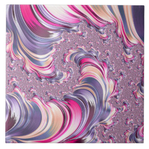 Abstract Roze Paarse Spiral Fractal Tegeltje