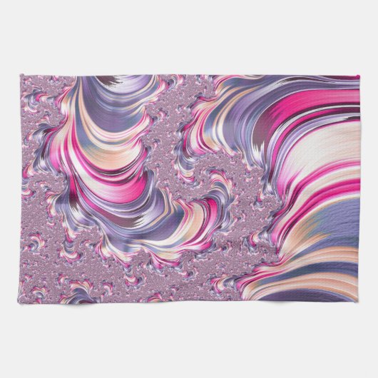 Abstract Roze Paarse Spiral Fractal Theedoek (Horizontaal)