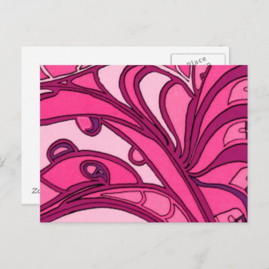 Abstract roze paneelschildering briefkaart (Voorkant / Achterkant)