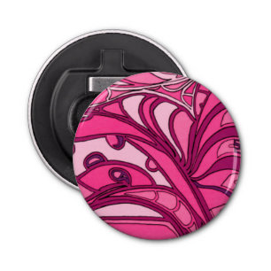 Abstract roze paneelschildering button flesopener