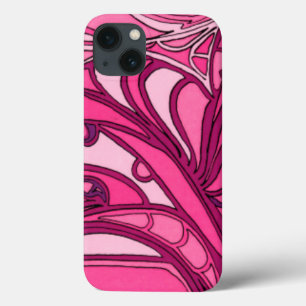 Abstract roze paneelschildering iPhone 13 hoesje
