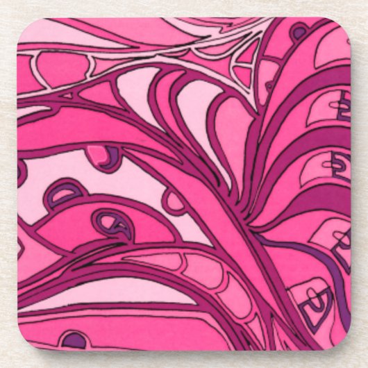 Abstract roze paneelschildering drankjes onderzetter (Voorkant)