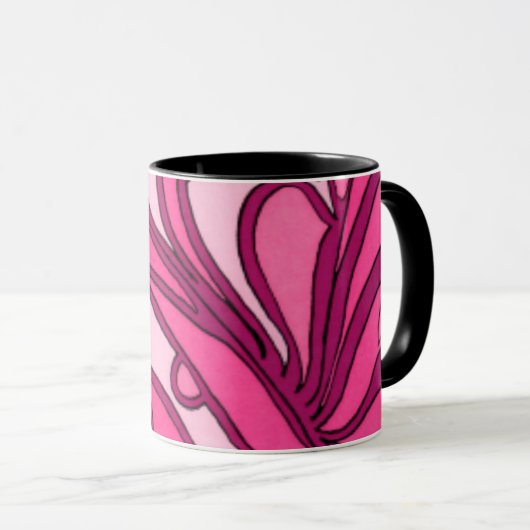 Abstract roze paneelschildering mok (Voorkant rechts)