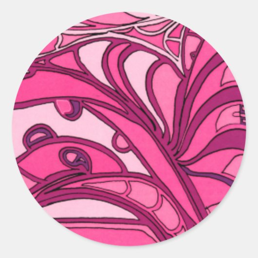 Abstract roze paneelschildering ronde sticker (Voorkant)