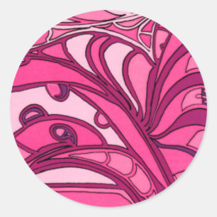 Abstract roze paneelschildering ronde sticker