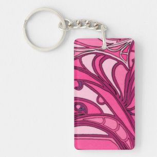 Abstract roze paneelschildering sleutelhanger