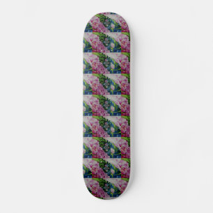 Abstract roze pioen bloemenschilderij waterverf skateboard