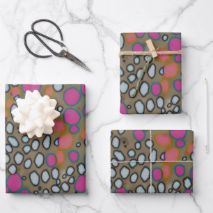 Abstract Roze Sinaasappel Bruin Polka Dot Pattern Inpakpapier Vel