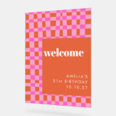 Abstract Roze Sinaasappel Custom 21st Verjaardag W Acryl Bord (Hoek)