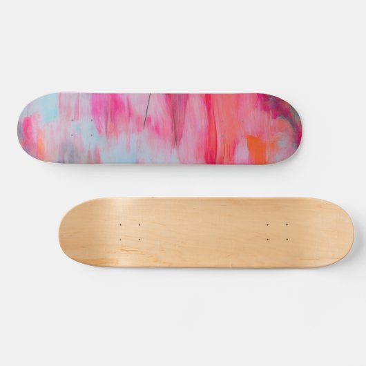Abstract Roze Sinaasappel en Wit Skateboard (Horizontaal)