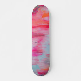 Abstract Roze Sinaasappel en Wit Skateboard