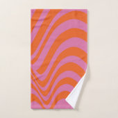 Abstract Roze Sinaasappel Retro Wavy Stripe Bold M Bad Handdoek (Handdoek)