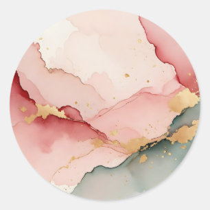 Abstract Roze Teal Goud Ronde Sticker