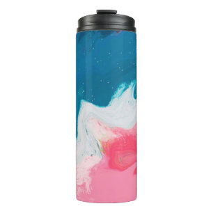 Abstract roze, turkoois: marmeren verfachtergrond thermosbeker