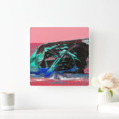 Abstract roze vierkante klok (Huis)