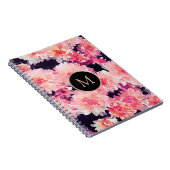 Abstract roze waterverf floreel monogram notitieboek (Rechterzijde)
