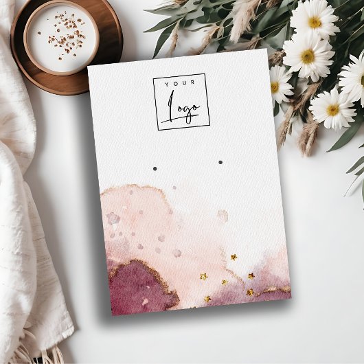 Abstract Roze Waterverf Oorbel Logo Display Visitekaartje