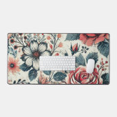 Abstract rozen bloeiend ontwerp. Patroon met Bureaumat (Keyboard & Muis)