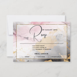 Abstract RSVP Zwart Goud Roos Roze Kaartje