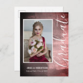 Abstract Ruby Roos Foto Afstuderen Uitnodiging Briefkaart (Voorkant / Achterkant)