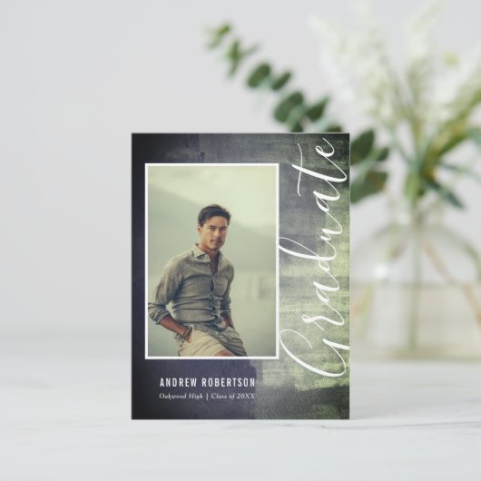 Abstract Rustic Shimmer Photo Afstuderen Uitnodiging Briefkaart (Staand voorkant)