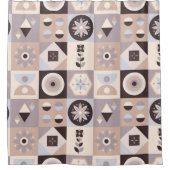 Abstract Rustiek Boheems Douchegordijn (Voorkant)