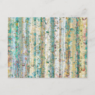 Abstract Sage en Cream Birch Trees schilderen Briefkaart