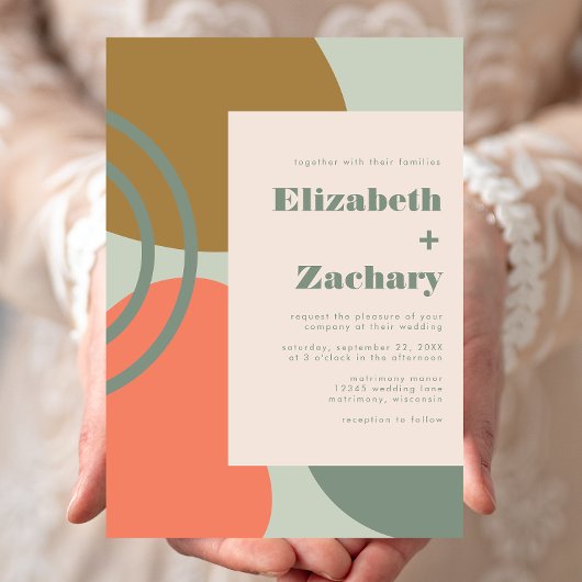 Abstract Sage Green Wedding Invitation Kaart