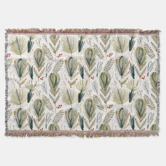 Abstract Scandinavian Christmas Foliage Sage Green Deken
