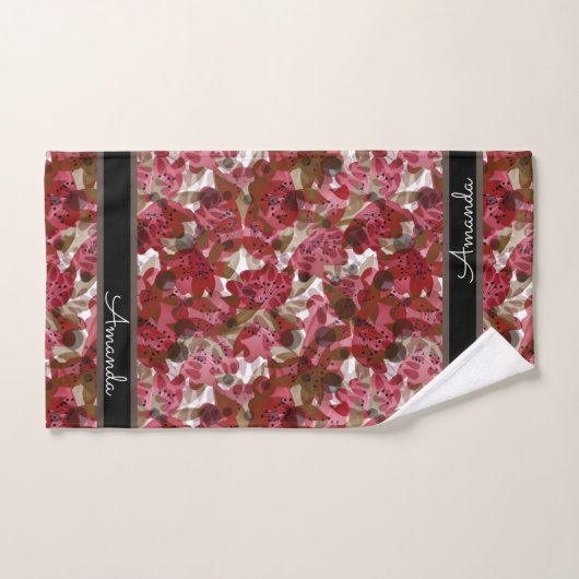 Abstract schattig mooi rood bloemen bloemontwerp bad handdoek (Handdoek)