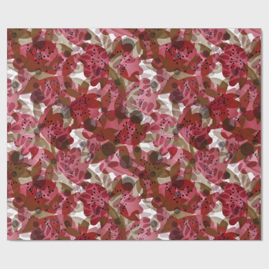 Abstract schattig mooi rood bloemen bloemontwerp cadeaupapier (Vlak)