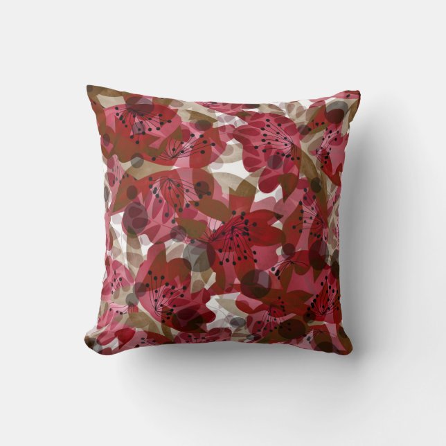 Abstract schattig mooi rood bloemen bloemontwerp kussen (Voorkant)