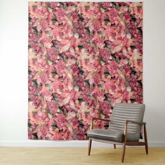 Abstract schattig mooi roze bloemen bloemontwerp wandkleed (In situ)