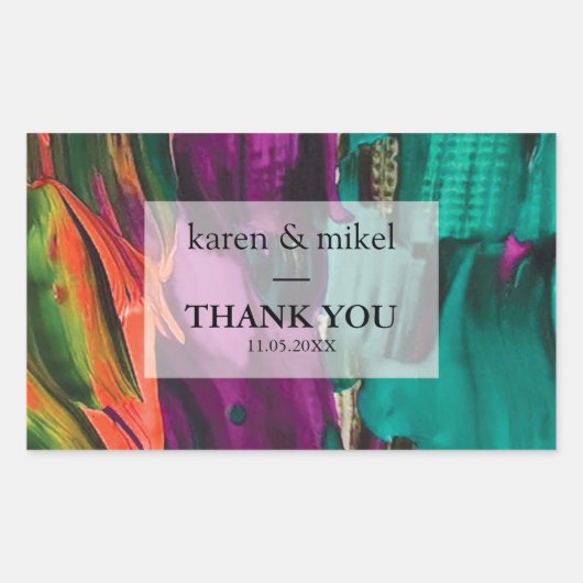 Abstract schilderen Acrylbruiloft Rechthoekige Sticker (Voorkant)