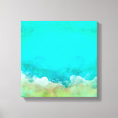 Abstract schilderen, blauwgroen, wit, pastel, mode canvas afdruk (Voorkant)