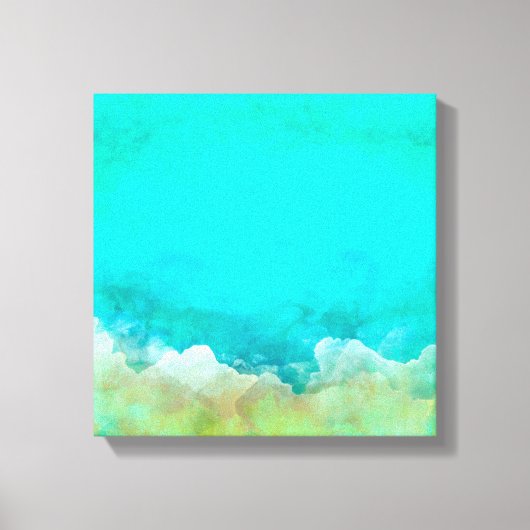Abstract schilderen, blauwgroen, wit, pastel, mode canvas afdruk (Voorkant)