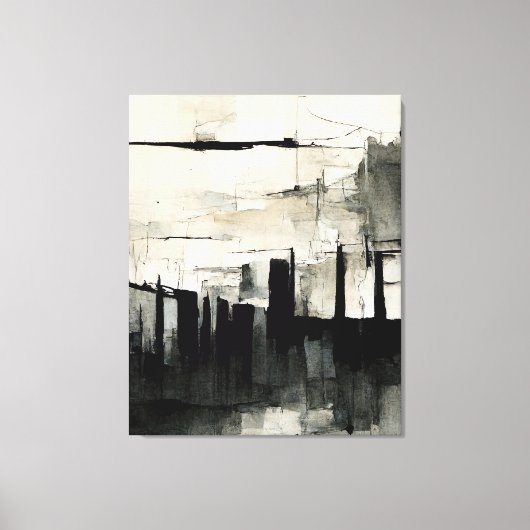 Abstract schilderen "Donker gestreamd". Canvas afd (Voorkant)