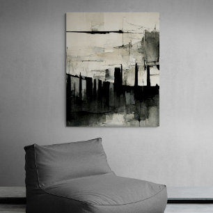 Abstract schilderen "Donker gestreamd". Canvas afd Afdruk