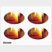 Abstract schilderen door Hizli Ovale Sticker (Vel)