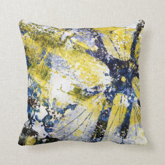 Abstract schilderen in blauw en geel, kussen