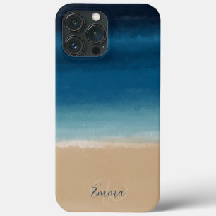 Abstract schilderen met de moderne Gold Blue-Water iPhone 13 Pro Max Hoesje