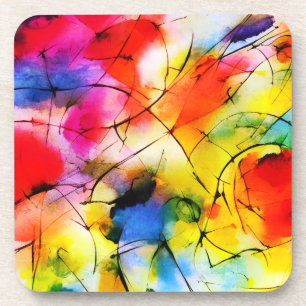 Abstract schilderen met regenboogkleuren bier onderzetter