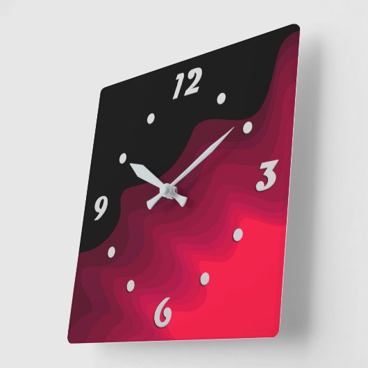 Abstract schilderen met zwarte en rode golven vierkante klok (Hoek)