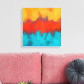 Abstract schilderen, modern blauwgroen, terracotta canvas afdruk (Insitu (Woonkamer))