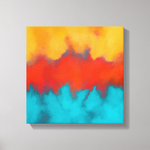 Abstract schilderen, modern blauwgroen, terracotta canvas afdruk
