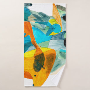 abstract schilderen op papier met levendige kleure badhanddoek
